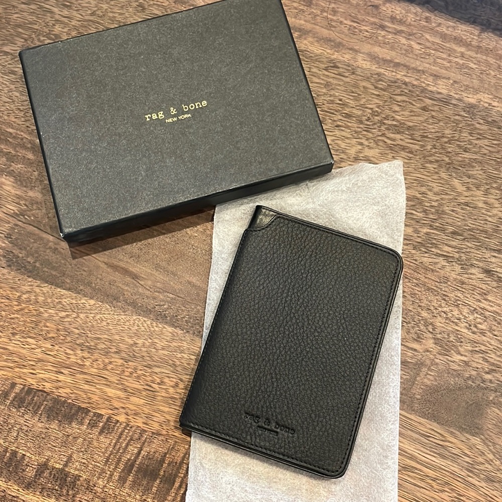 Rag & Bone Black Leather Passport Cover (Brand New)
